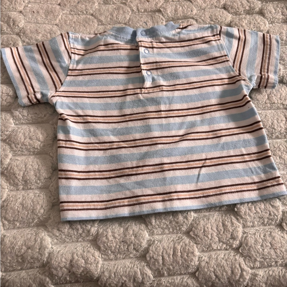 Carter's Blue and Brown Striped Baby Casual Shirt. 082